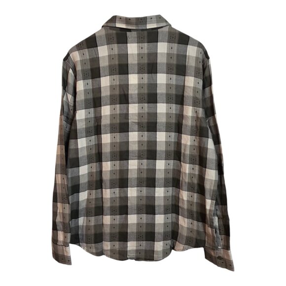 Frye Men's Jacquard Flannel Shirt Button Down Plaid Multicolor Dusky Green Large - Picture 6 of 15